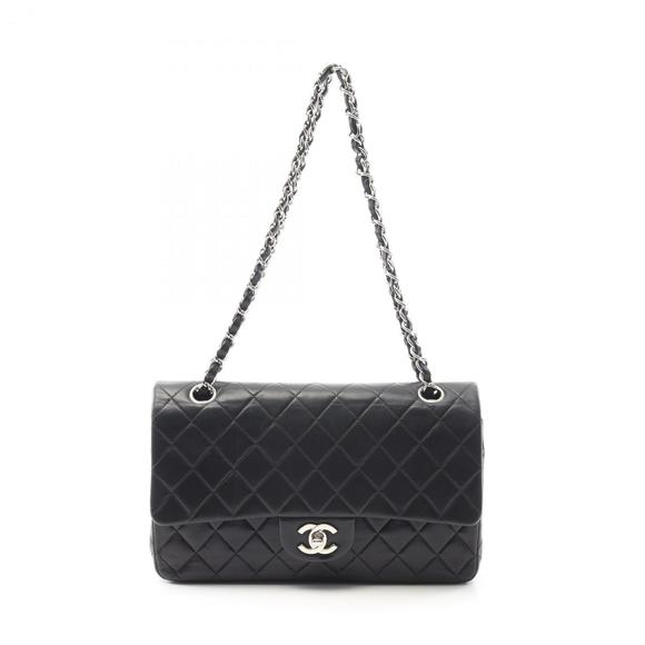 CHANEL Matelasse Double Flap Shoulder Bag in Lambskin Leather, Black - Picture 1 of 13